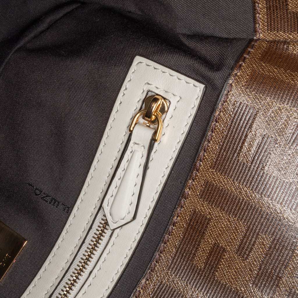 Fendi Zucca Glazed Fabric Cage Baguette Satchel - 5