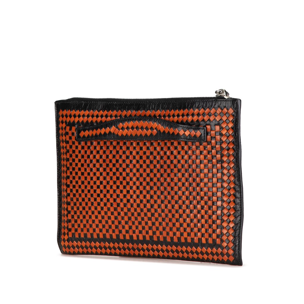 Prada Woven Goatskin Madras Zip Clutch - 2