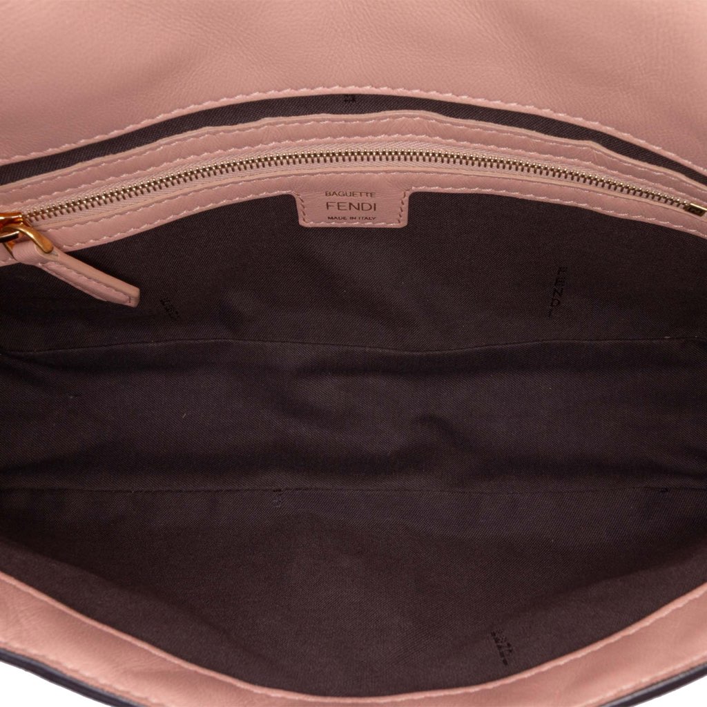Fendi Medium Leather Embossed FF Baguette Satchel - 4