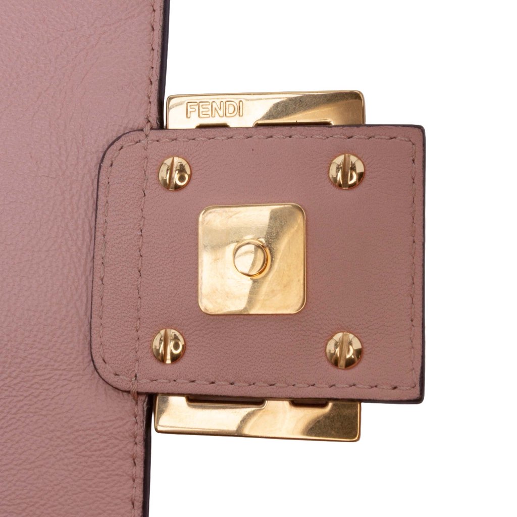 Fendi Medium Leather Embossed FF Baguette Satchel - Image 11