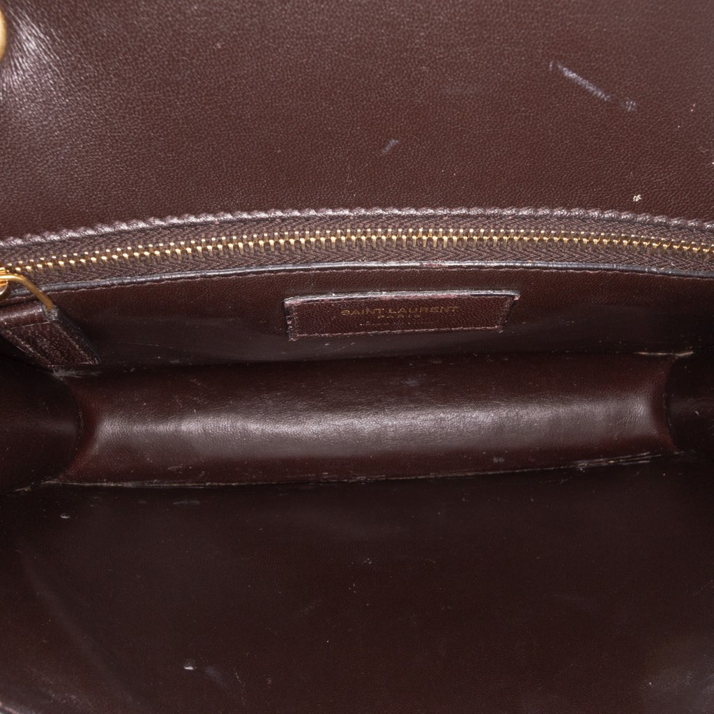 Saint Laurent Croc Embossed Leather Tuc Chain Shoulder Bag - 4