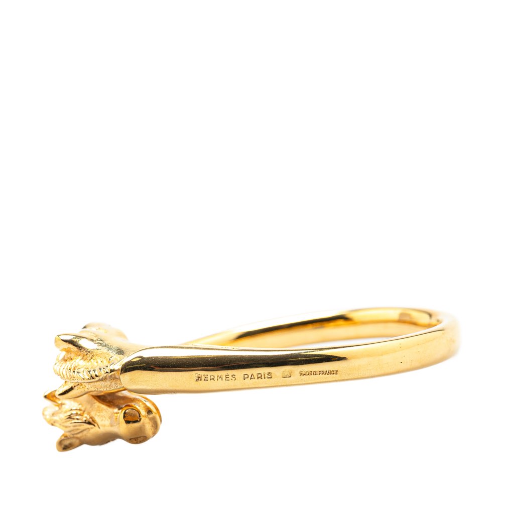 Hermès Gold Plated Cheval Double Horse Bangle - 4