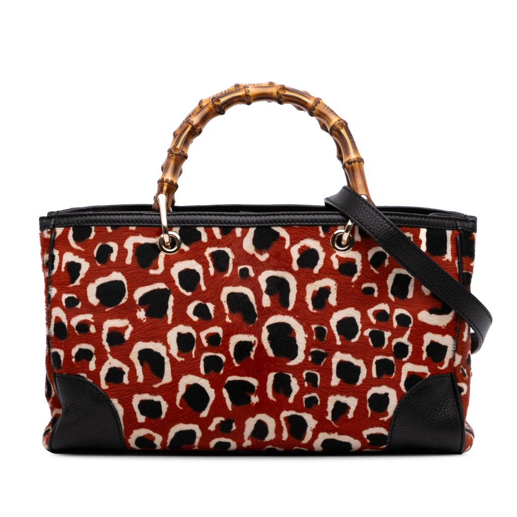 Gucci Medium Pony Hair Bamboo Shopper Satchel