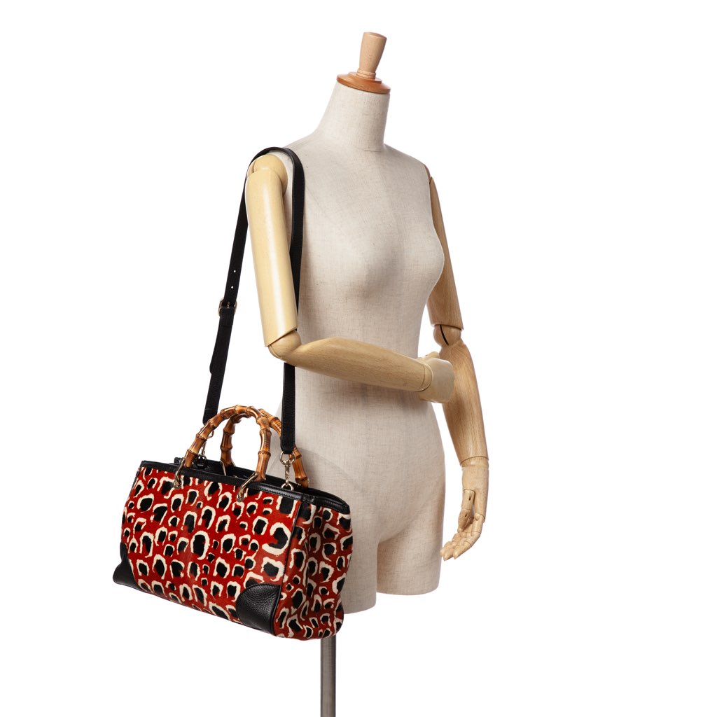 Gucci Medium Pony Hair Bamboo Shopper Satchel - Image 16