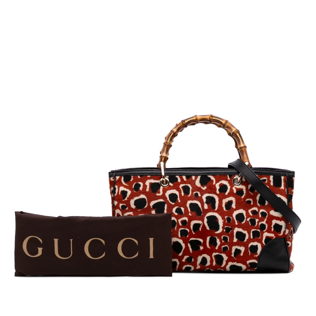 Gucci Medium Pony Hair Bamboo Shopper Satchel - Image 17