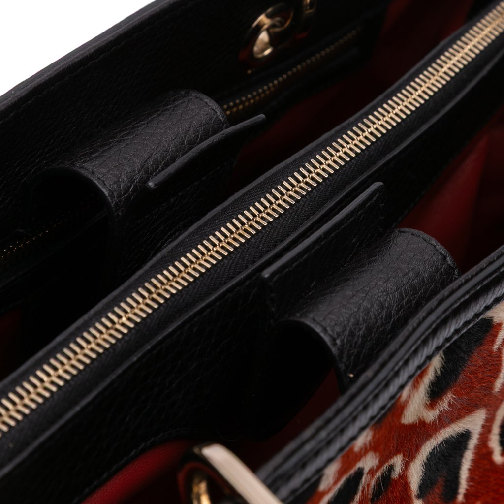 Gucci Medium Pony Hair Bamboo Shopper Satchel - Image 12