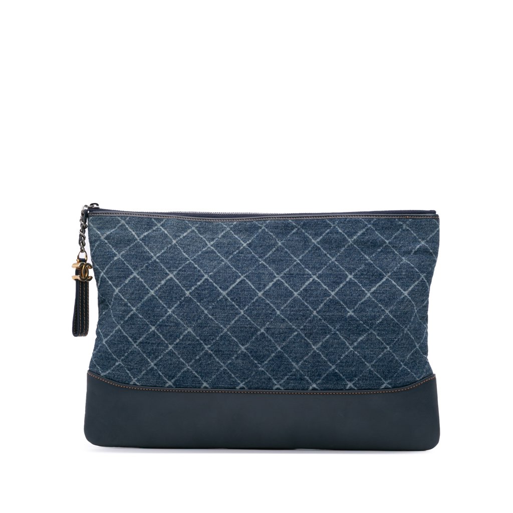 Chanel Large Denim Gabrielle O Case Clutch