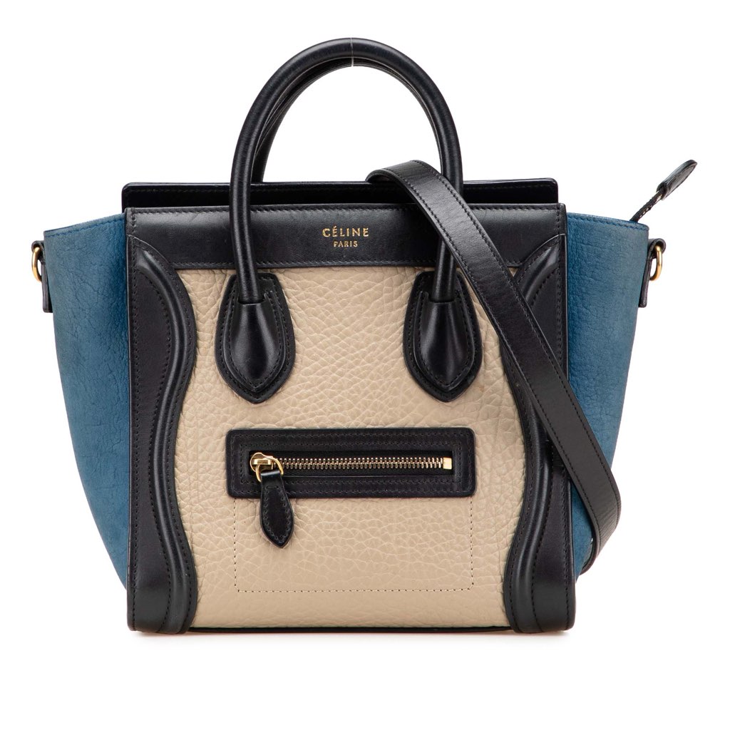 Celine Nano Tricolor Nubuck and Calfskin Luggage Tote