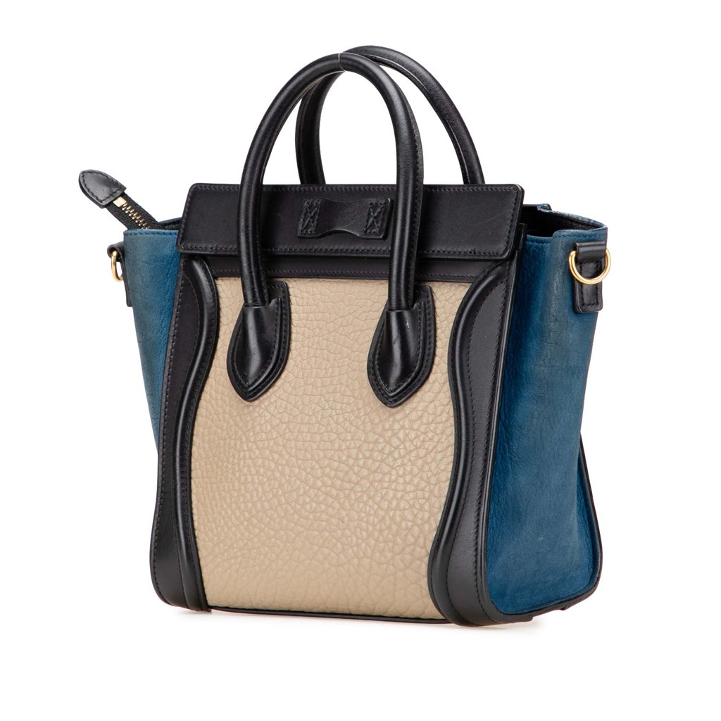 Celine Nano Tricolor Nubuck and Calfskin Luggage Tote - Back view
