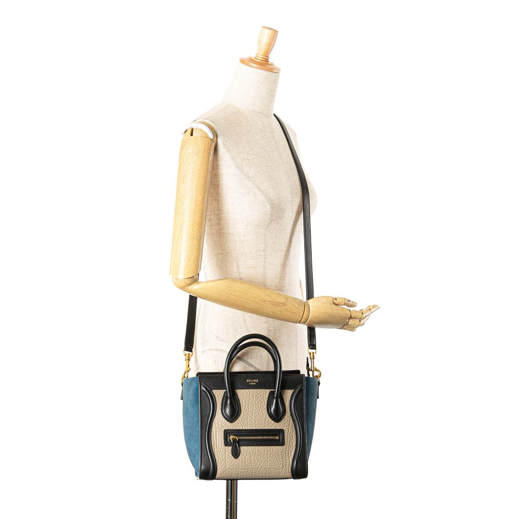 Celine Nano Tricolor Nubuck and Calfskin Luggage Tote - Image 17