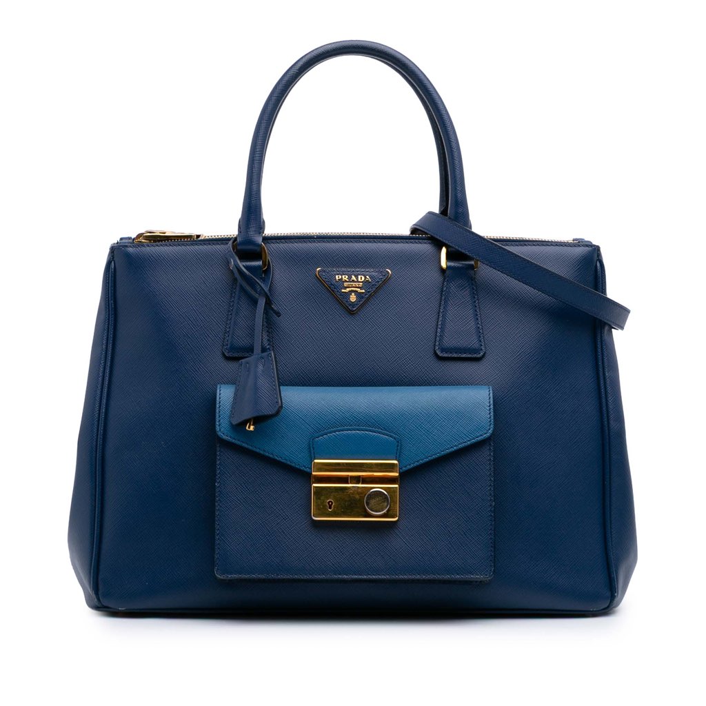 Prada Saffiano Lux Galleria Double Zip Front Pocket Satchel