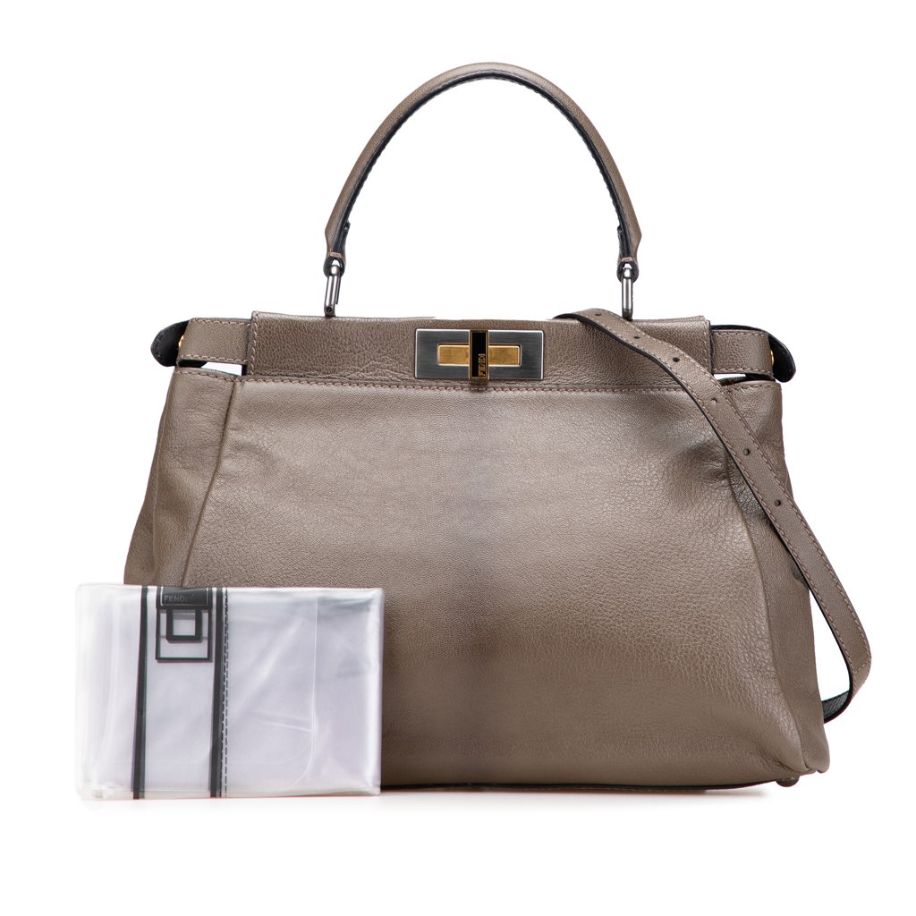 Fendi Medium Calfskin Peekaboo Iconic Satchel - Image 13