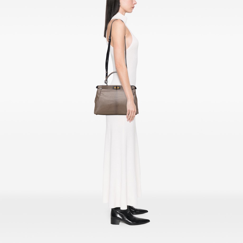 Fendi Medium Calfskin Peekaboo Iconic Satchel - Image 12