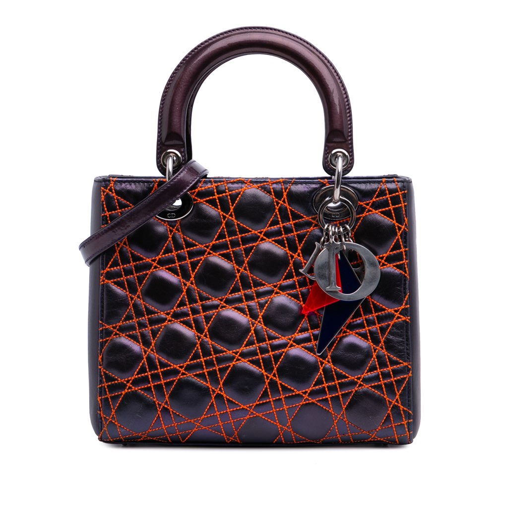 Dior Anselm Reyle Medium Metallic Lambskin Cannage Lady Dior