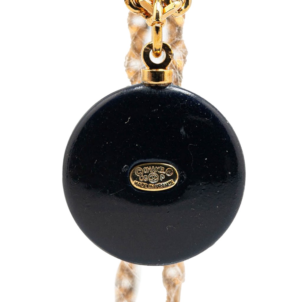 Chanel Gold Plated CC Resin and Faux Pearl Pendant Necklace - 2