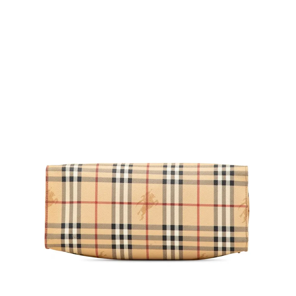 Burberry Haymarket Check Coated Canvas Tote Brown Canvas Good - Inside View