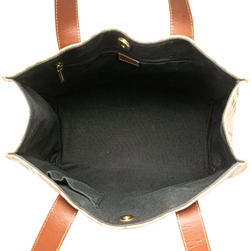 Burberry Haymarket Check Coated Canvas Tote Brown Canvas Good - Model View