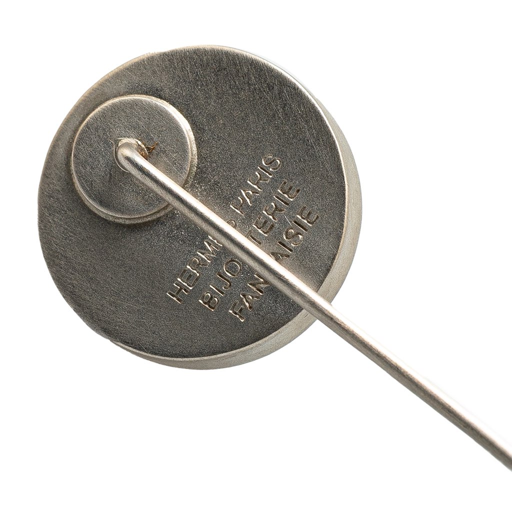 Hermès Palladium Plated Clou de Selle Stick Pin Brooch - 3