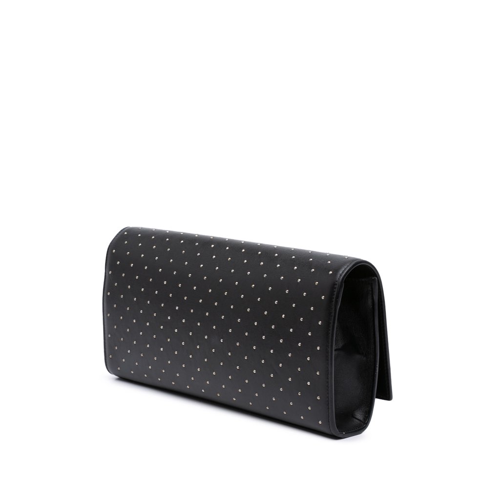 Saint Laurent Leather Monogram Studded Cassandre Clutch - 2