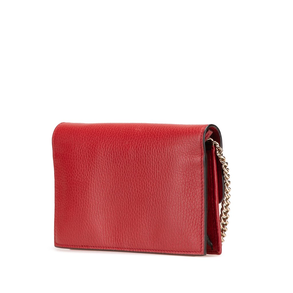 Gucci Leather Interlocking G Dollar Wallet on Chain - 2