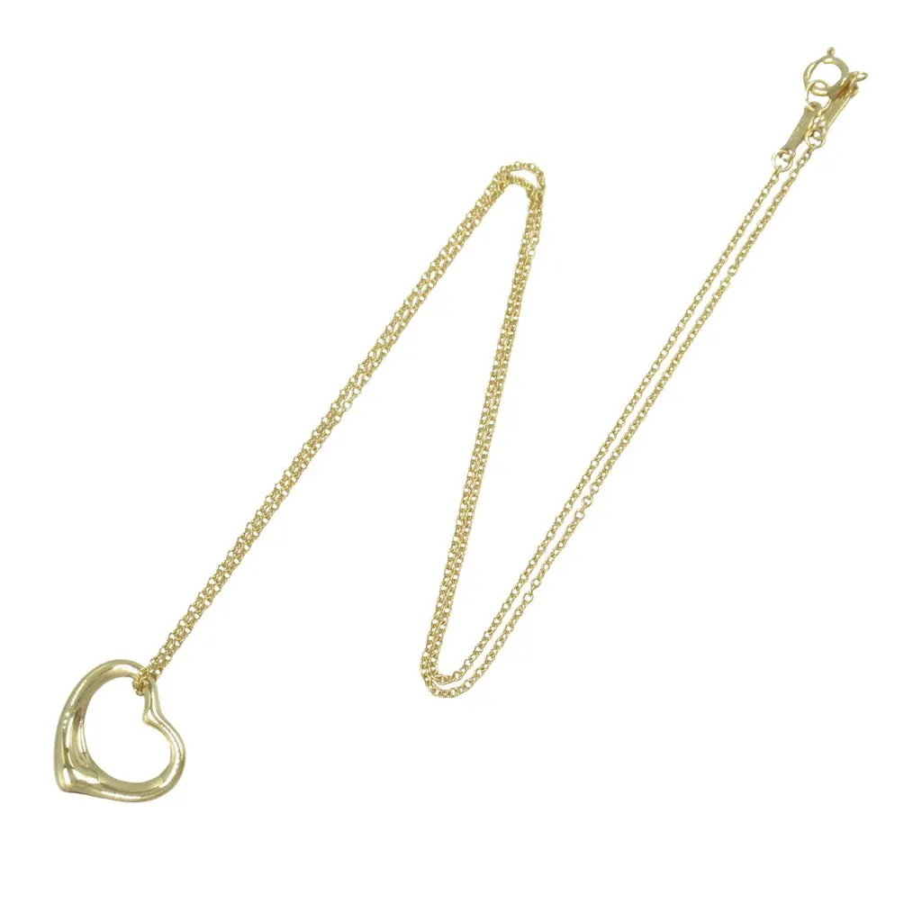 Tiffany & Co 18K Yellow Gold Small Elsa Peretti Open Heart Pendant Necklace Gold Gold Good - Front View