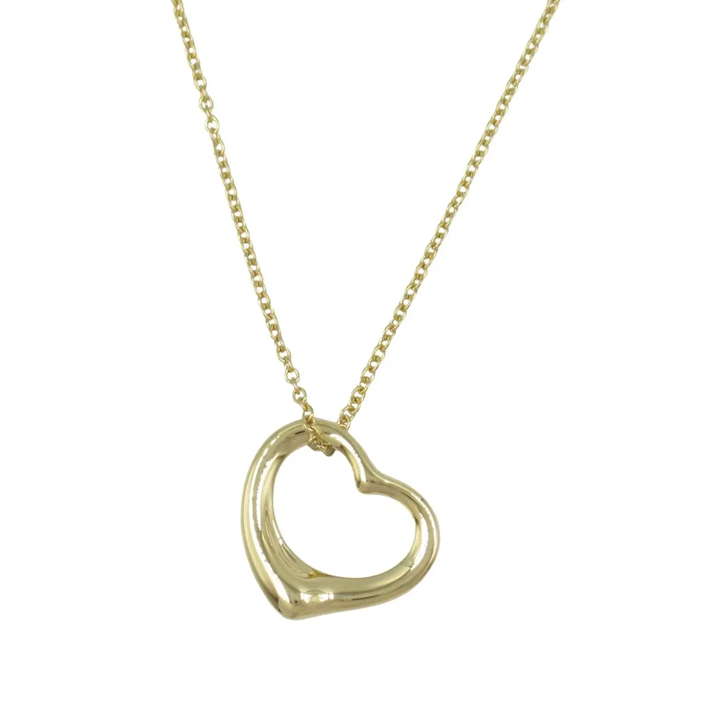 Tiffany & Co 18K Yellow Gold Small Elsa Peretti Open Heart Pendant Necklace Gold Gold Good - Back View