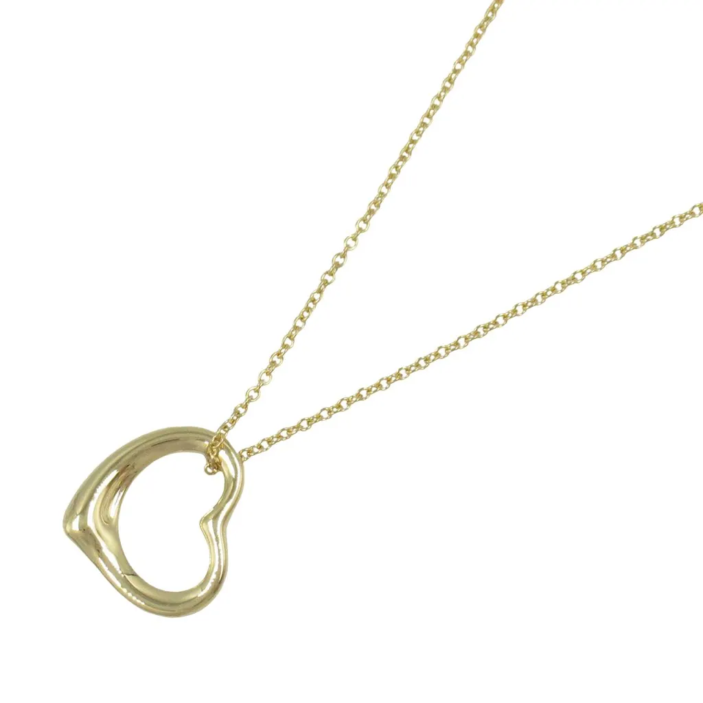 Tiffany & Co 18K Yellow Gold Small Elsa Peretti Open Heart Pendant Necklace Gold Gold Good - Inside View