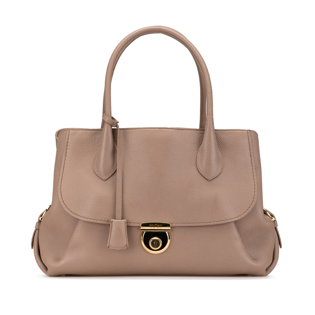 Salvatore Ferragamo Leather Fiamma East West Tote