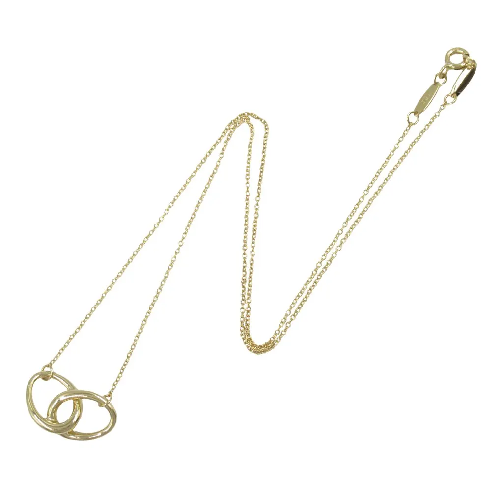Tiffany & Co 18K Yellow Gold Elsa Peretti Double Loop Necklace Gold Gold Good - Front View