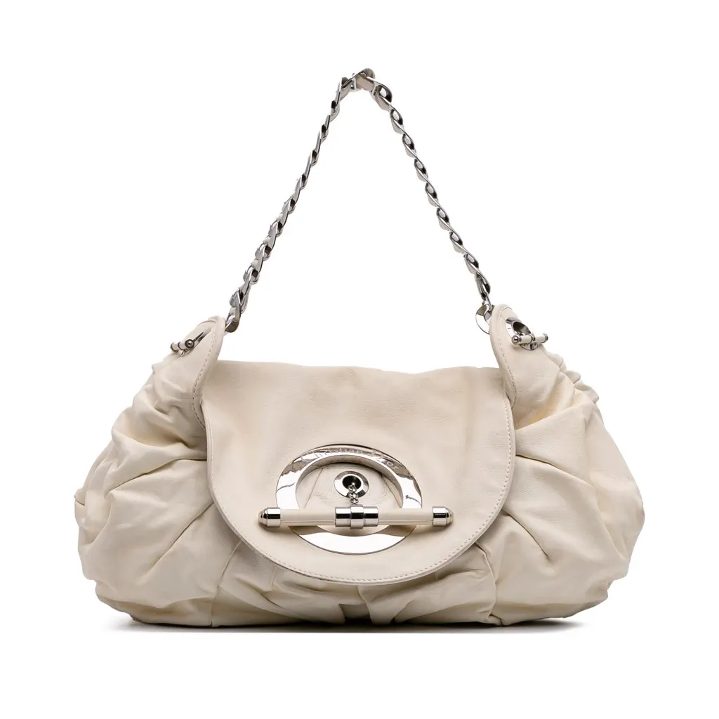 Dior Leather Jazz Club Shoulder Bag White Leather Good - Front View