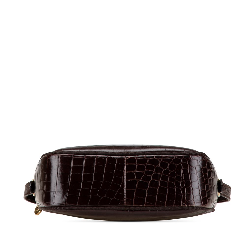 Salvatore Ferragamo Croc Embossed Calfskin Vara Crossbody - 3