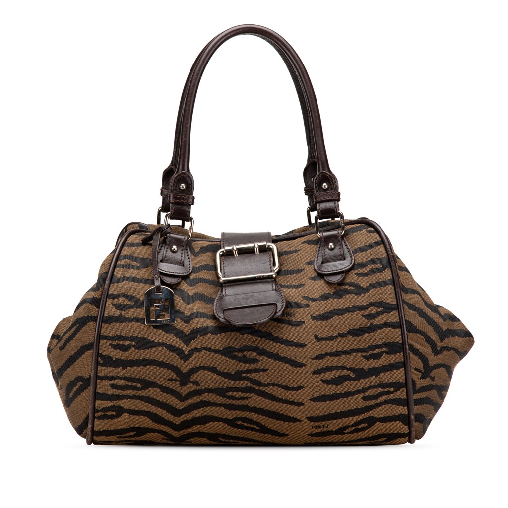 Fendi Tiger Print Canvas Shoulder Bag