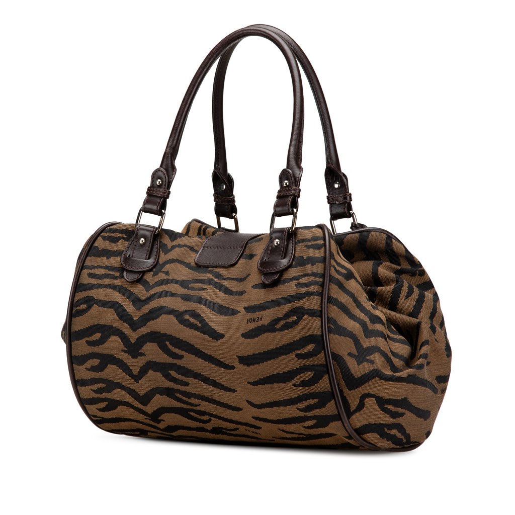 Fendi Tiger Print Canvas Shoulder Bag - 2