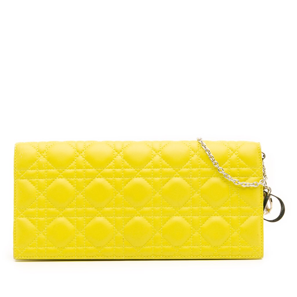 Dior Lambskin Cannage Lady Dior Wallet On Chain