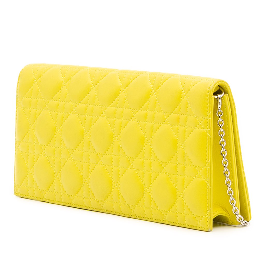Dior Lambskin Cannage Lady Dior Wallet On Chain - Back view