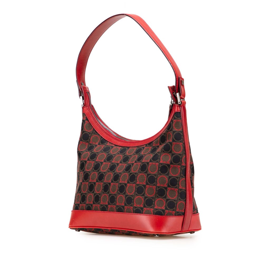 Salvatore Ferragamo Gancini Canvas Shoulder Bag - Back view