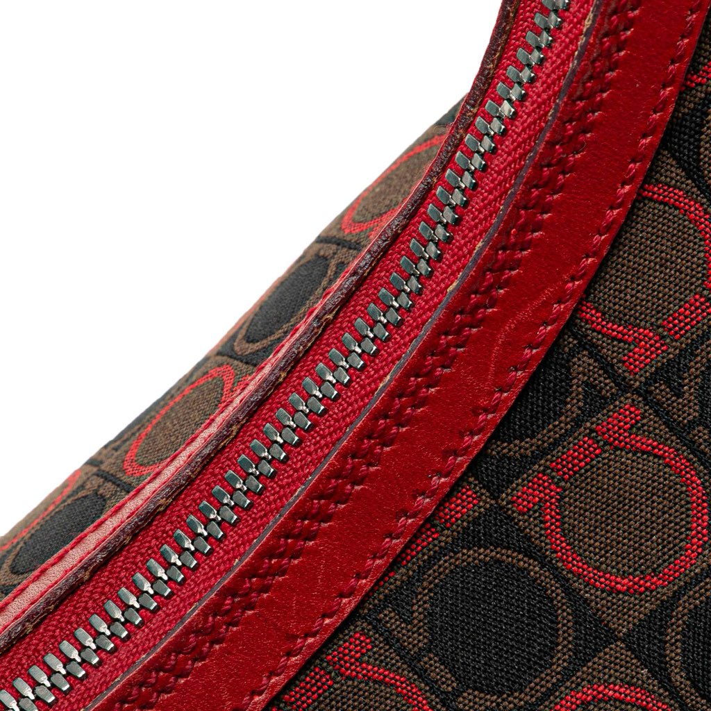 Salvatore Ferragamo Gancini Canvas Shoulder Bag - Image 12