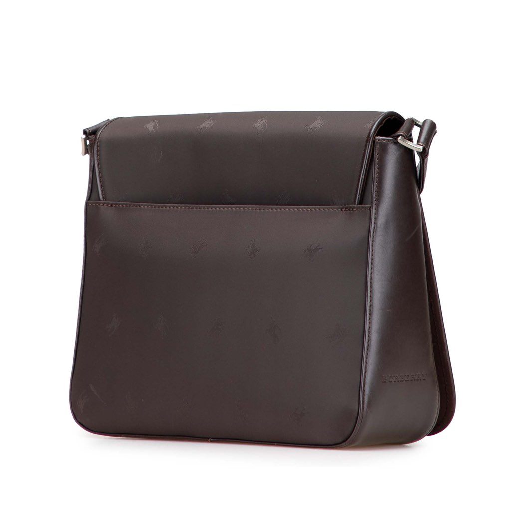 Burberry Jacquard and Leather Knight Crossbody - Back view