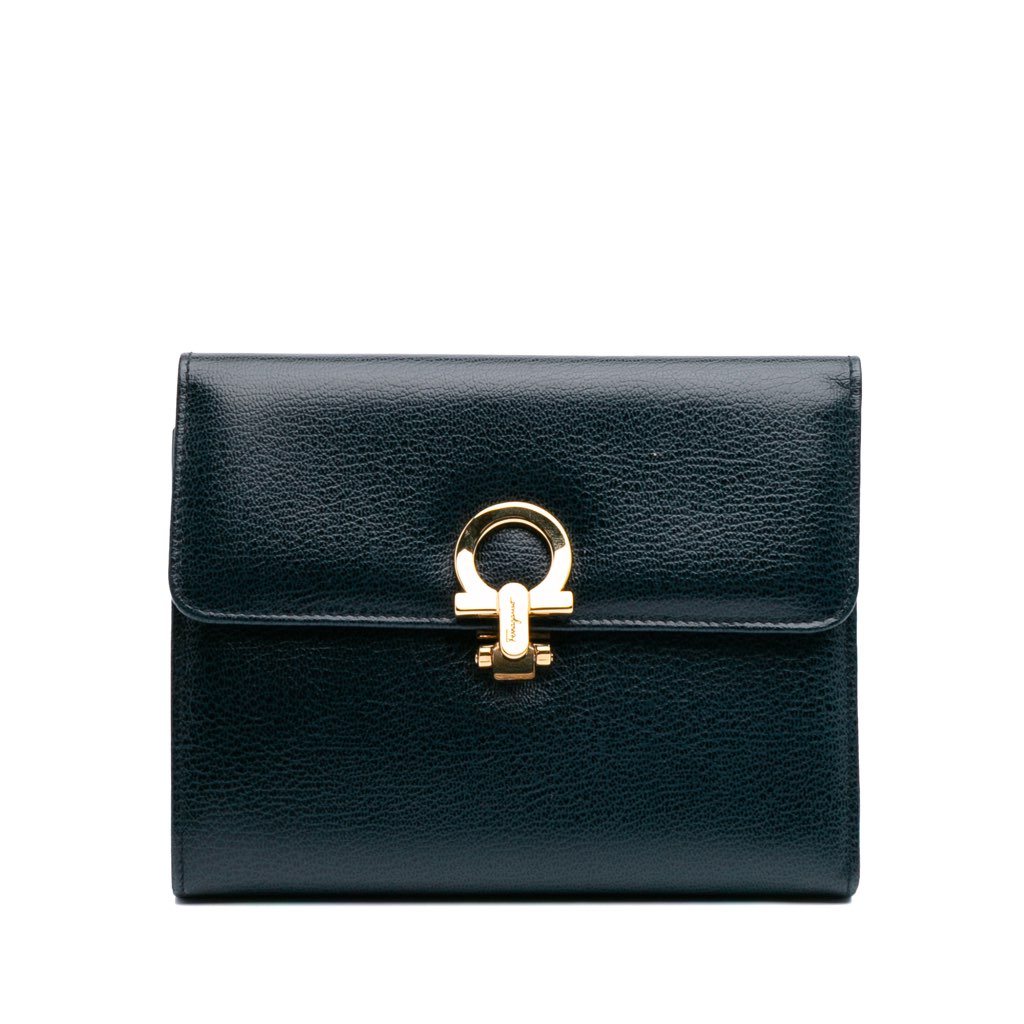 Salvatore Ferragamo Leather Gancini Clutch