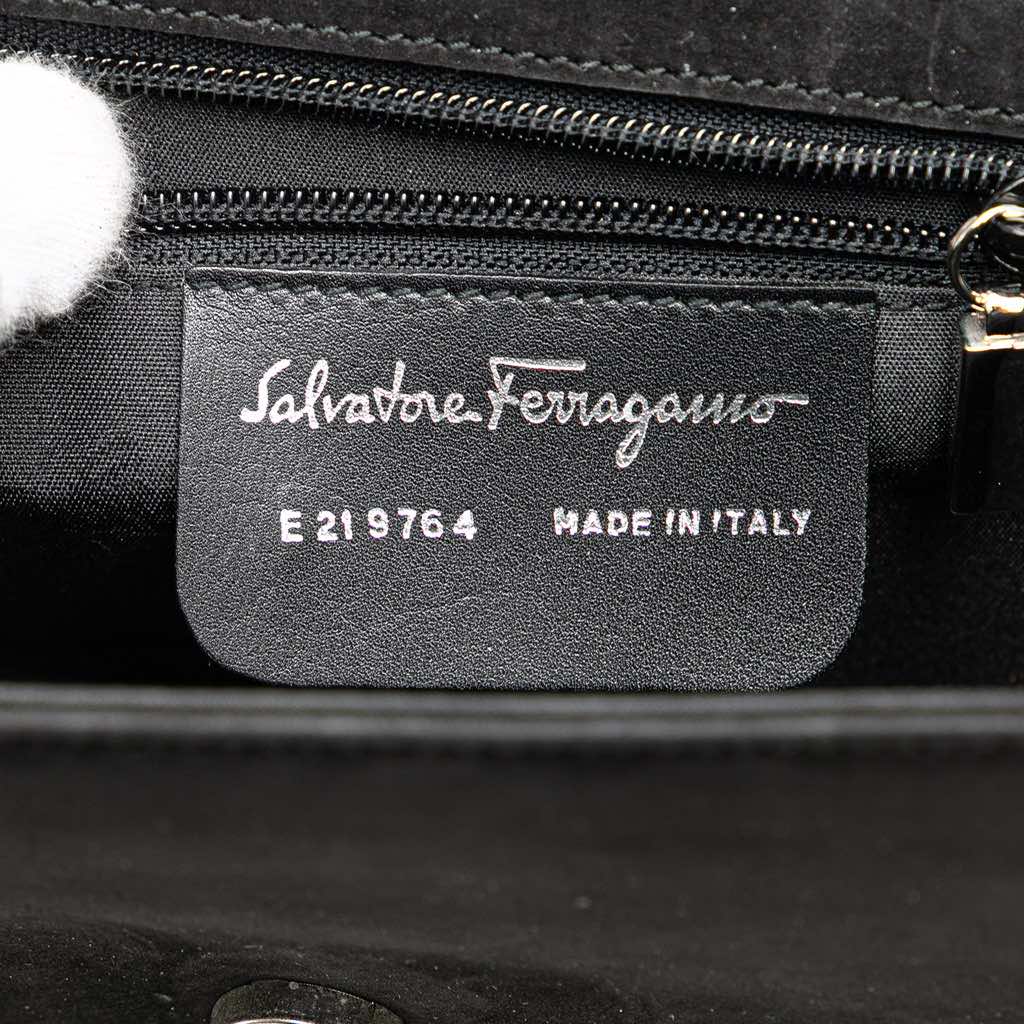 Salvatore Ferragamo Suede Metal Top Handle Bag - 5