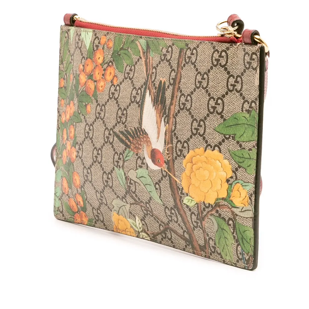 Gucci GG Supreme Bengal Double Zip Pochette Brown Canvas Good - Back View