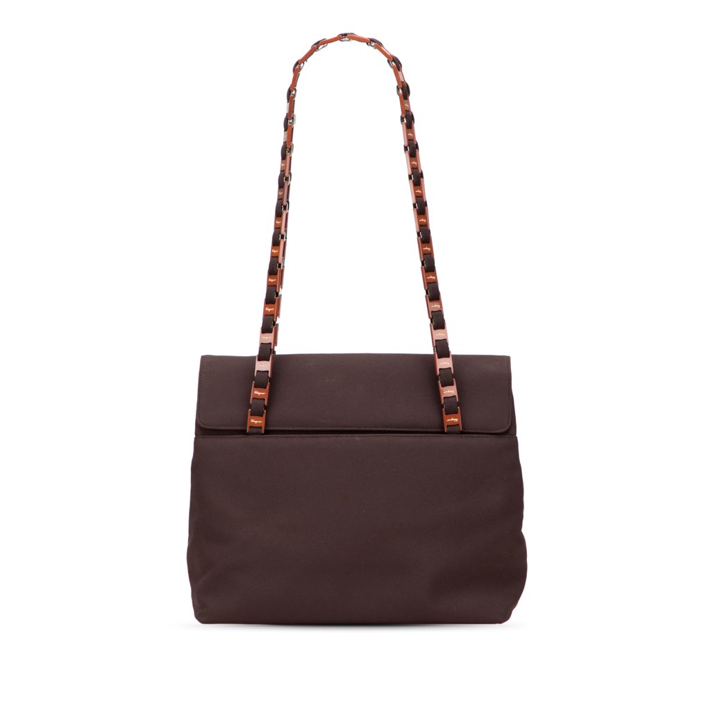 Salvatore Ferragamo Nylon Grosgrain Vara Chain Tote