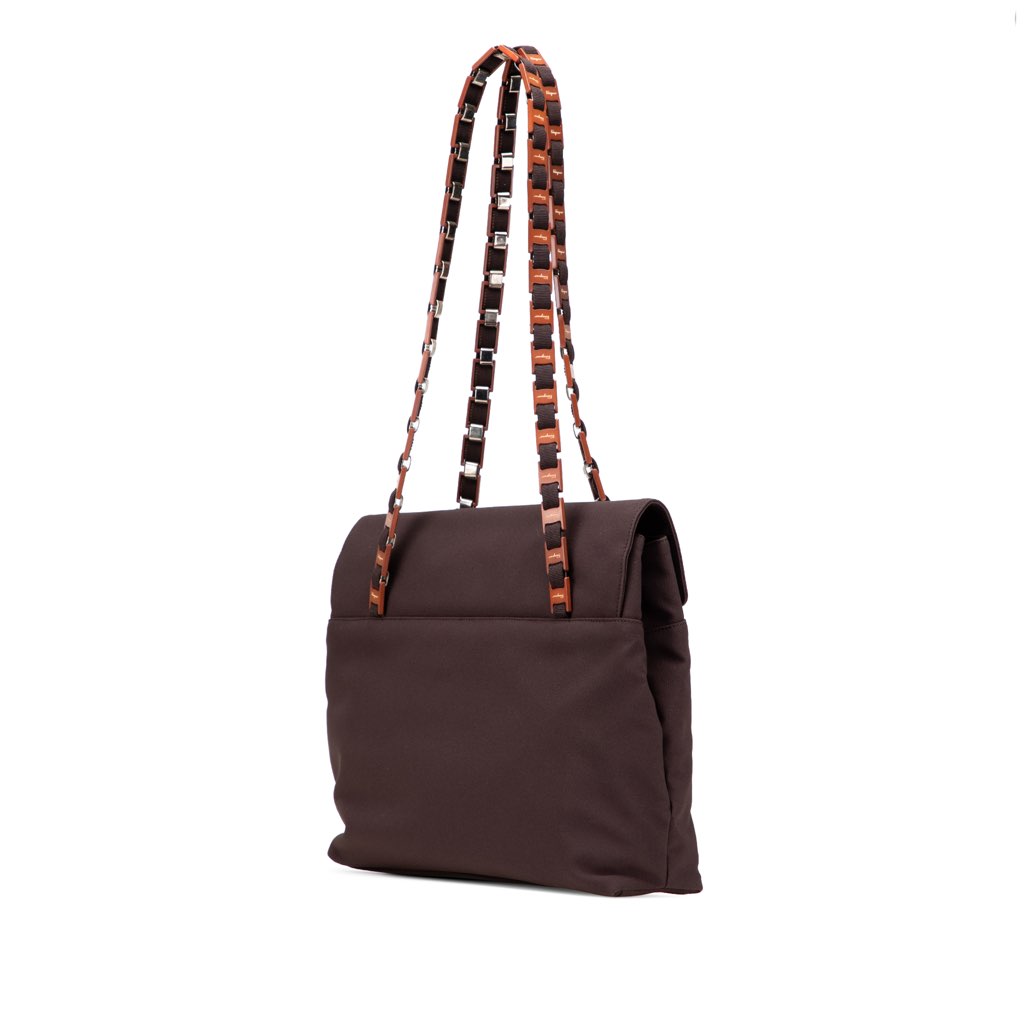 Salvatore Ferragamo Nylon Grosgrain Vara Chain Tote - Back view