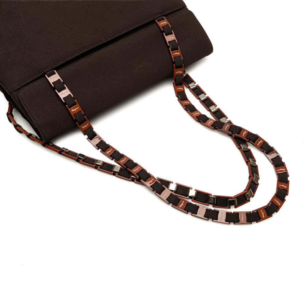 Salvatore Ferragamo Nylon Grosgrain Vara Chain Tote - Image 12