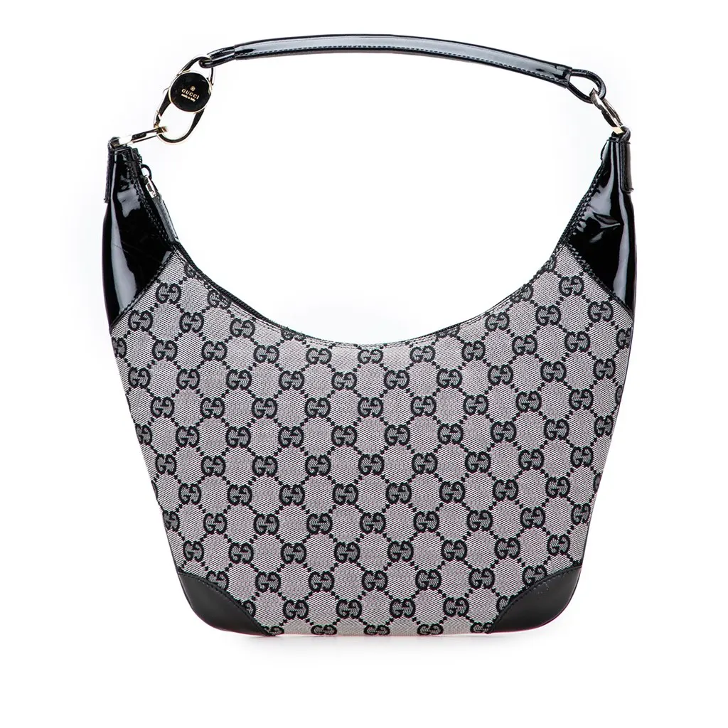 Gucci GG Canvas O Ring Hobo Grey Canvas Good - Front View