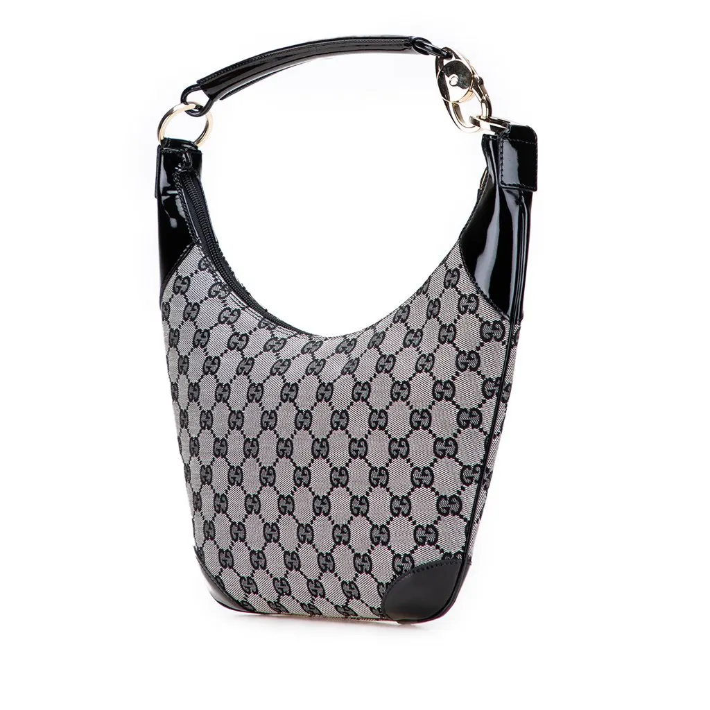 Gucci GG Canvas O Ring Hobo Grey Canvas Good - Back View