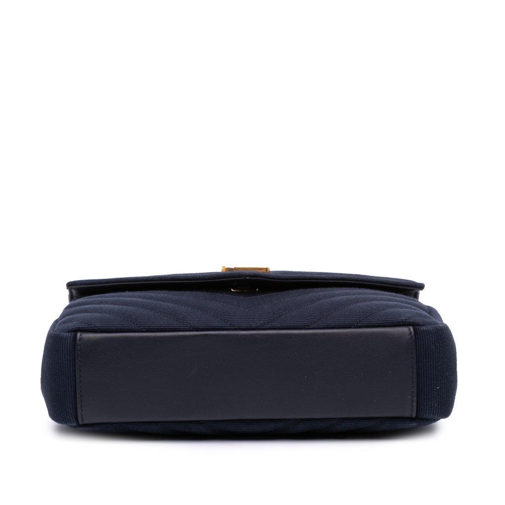 Saint Laurent Medium Canvas Chevron Monogram College Satchel - 3