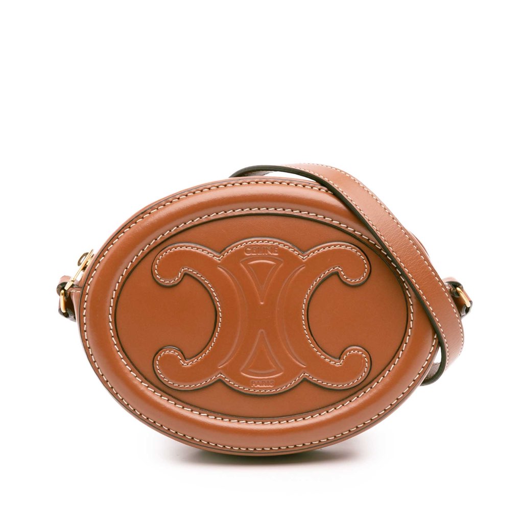 Celine Small Calfskin Cuir Triomphe Oval Crossbody