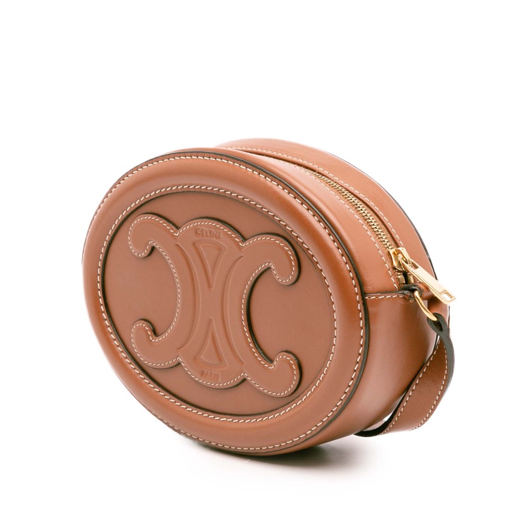 Celine Small Calfskin Cuir Triomphe Oval Crossbody - Back view