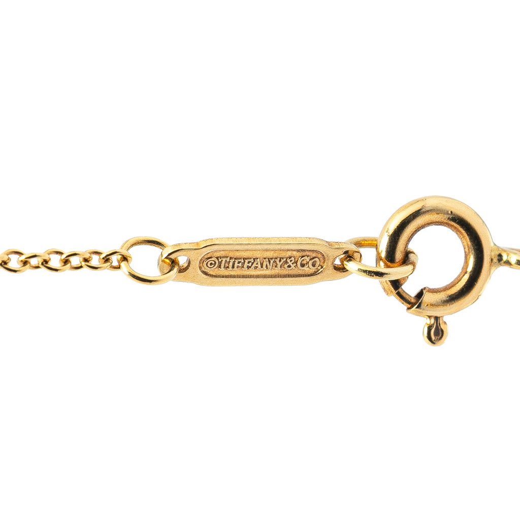 Tiffany & Co 18K Yellow Gold Trefoil Open Key Pendant Necklace - 2